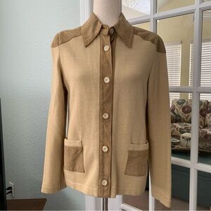 Coldwater Creek Vintage Suede Trim Cardigan